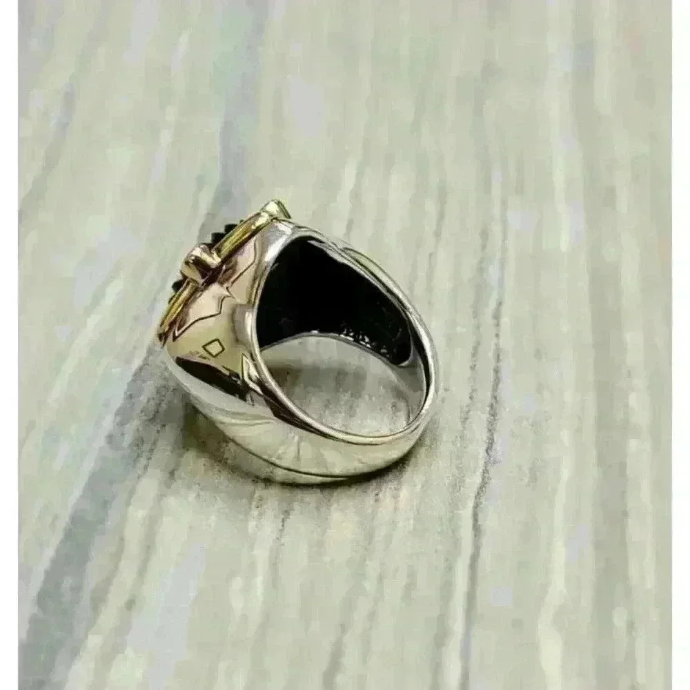 David Yurman Quatrefoil 18K Gold Sterling Silver Onyx Pink Tourmaline Ring SZ 6 - Picture 9 of 11
